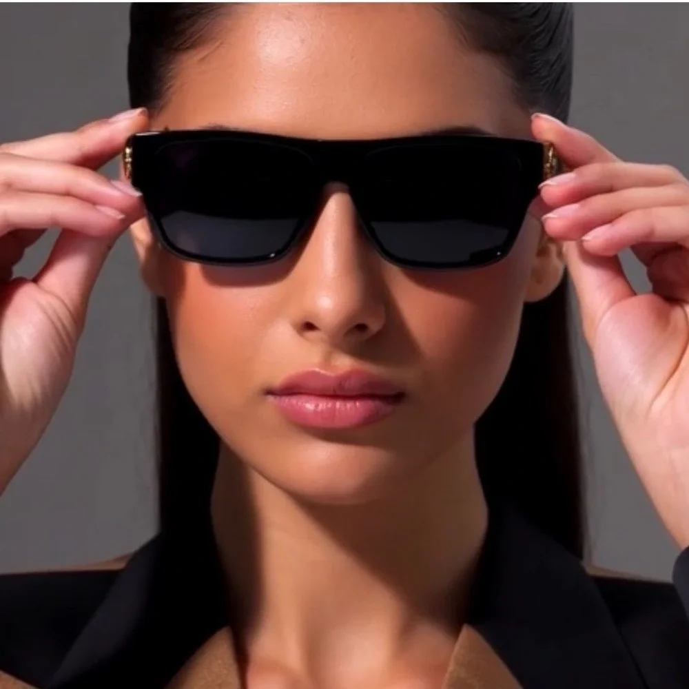 Black Square Sunglasses Women UV400 Shades Luxury Outfit Driving Hip Hop Elegant